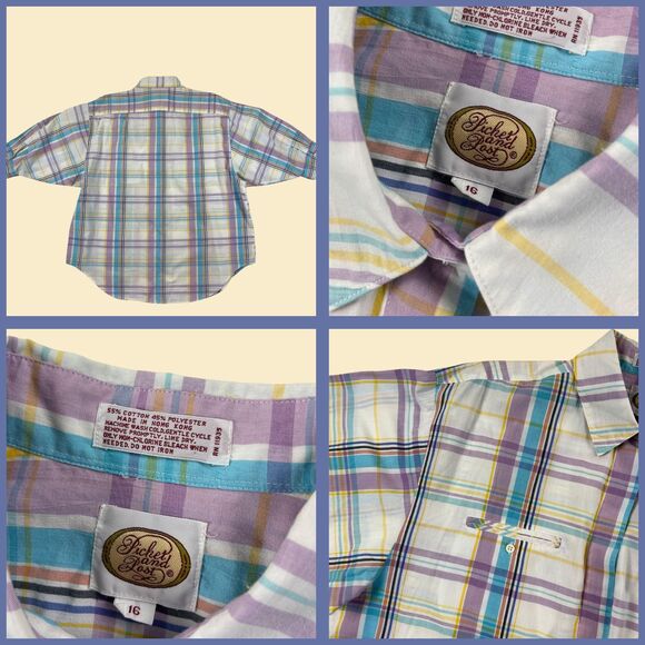 1980s plaid womens blouse, vintage size 16 button down by Picket and Post - Picture 3 of 10